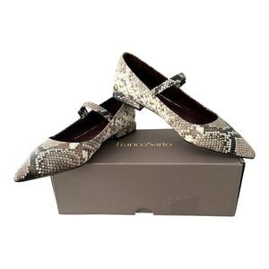 Franco Sarto Nalin Mary Jane Flats Snakeskin Print Pointed Toe Gray Size 7.5